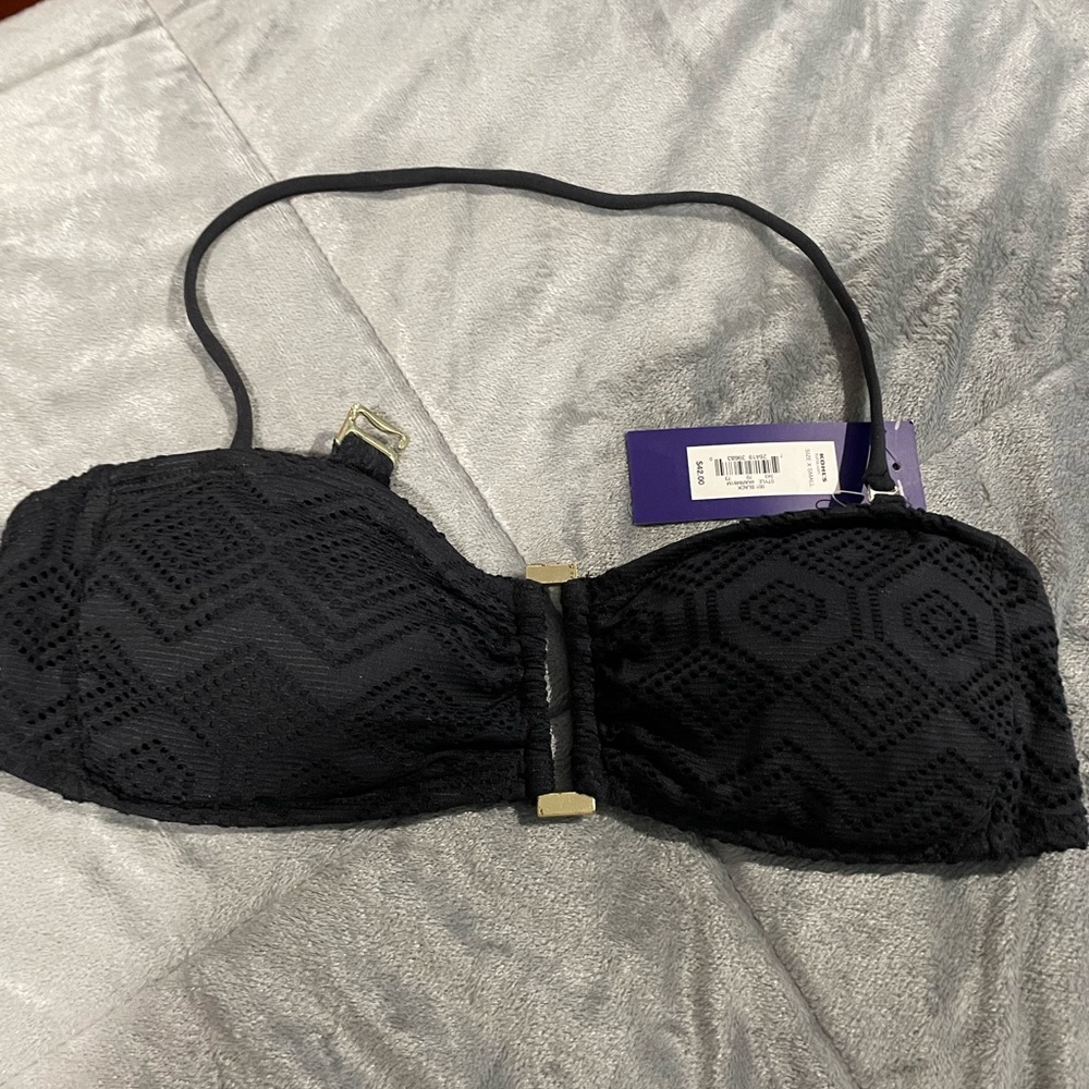 NEW Women's Apt 9 Elegant Black Lace Bandeau Bikini Top Size XS